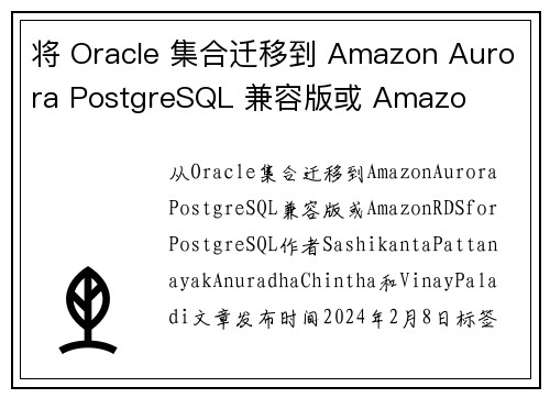 将 Oracle 集合迁移到 Amazon Aurora PostgreSQL 兼容版或 Amazo